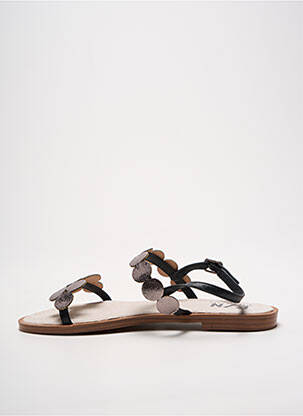 Sandales/nu pieds chiquet talon plat jusqu'à 3cm noir ELUE PAR NOUS femme