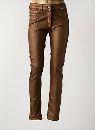 Pantalon slim tissage enduit taille normale marron LAUREN VIDAL femme