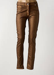 Pantalon slim tissage enduit taille normale marron LAUREN VIDAL femme