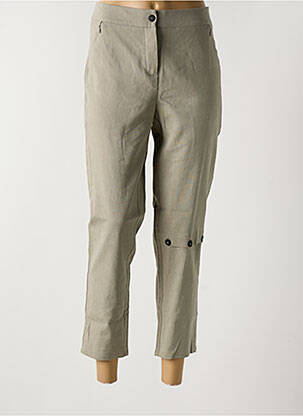 Pantalon 7/8 fermeture zippée sous rabat boutonné taille normale vert SARAH PACINI femme