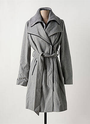 Manteau long coupe cintrée sans capuche gris BSB femme