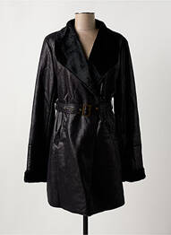 Manteau long coupe cintrée sans capuche noir LA FEE MARABOUTEE femme