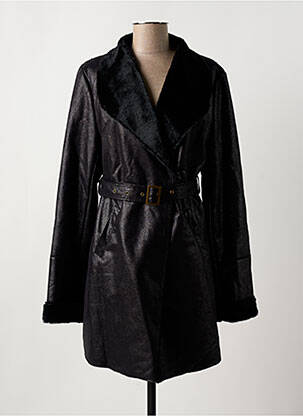 Manteau long coupe cintrée sans capuche noir LA FEE MARABOUTEE femme