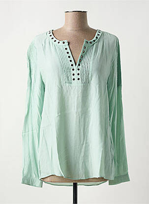 Blouse poignets boutonnés avec fente manches longues vert LAUREN VIDAL femme