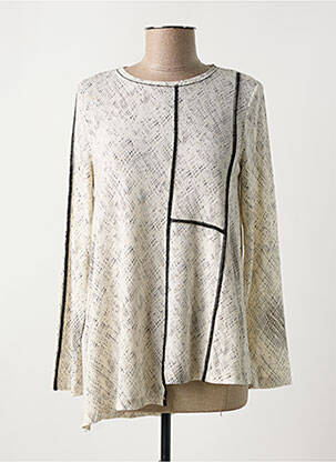 Pull tunique stretch manches longues beige OZAI N KU femme