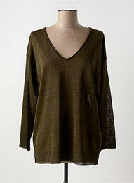 Pull col v manches longues vert LAUREN VIDAL femme