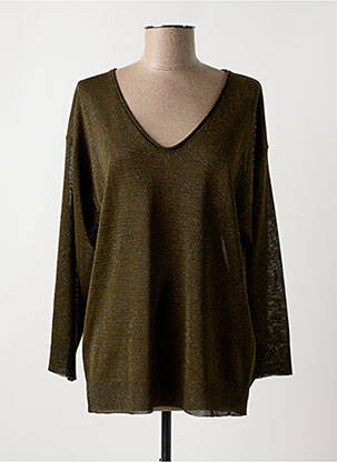 Pull col v manches longues vert LAUREN VIDAL femme