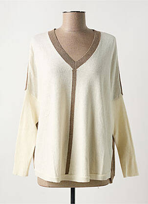 Pull col v manches longues beige LAUREN VIDAL femme