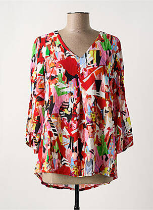 Blouse tissage popeline manches 3/4 rouge MALOKA femme