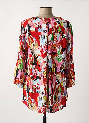 Blouse imprimé fantaisie manches 3/4 rouge MALOKA femme