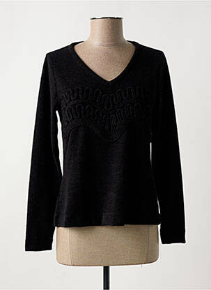 Pull coupe cintrée manches longues noir MALOKA femme