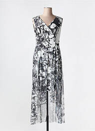 Robe longue imprimé fantaisie sans manche noir MALOKA femme