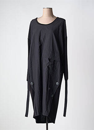 Robe mi-longue manches longues manches longues noir NIJII femme
