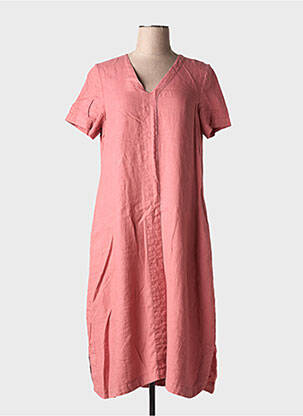 Robe mi-longue tissage crêpe manches courtes rose MES SOEURS ET MOI femme