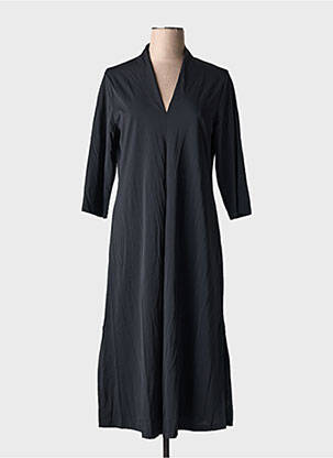 Robe mi-longue manches 3/4 manches 3/4 noir MALOKA femme