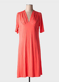 Robe mi-longue manches courtes manches courtes orange MALOKA femme