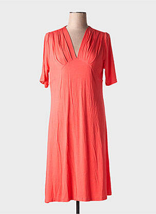 Robe mi-longue manches courtes manches courtes orange MALOKA femme