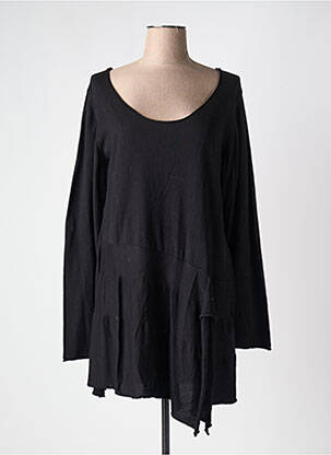 Pull tunique coupe forme déstructurée manches longues noir LUUKAA femme
