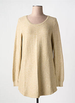 Pull tunique tissage chiné manches longues beige YELLOW LABEL femme