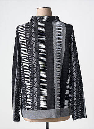 Pull tissage chiné manches longues noir VETONO femme