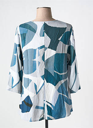 Blouse tissage popeline manches 3/4 bleu VETONO femme