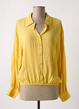 Blouse poignets boutonnés avec fente manches longues jaune SURKANA femme