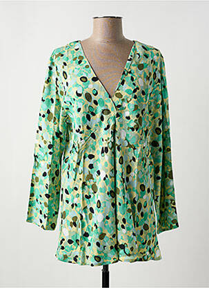 Tunique manches longues tissage crêpe vert MASAI femme