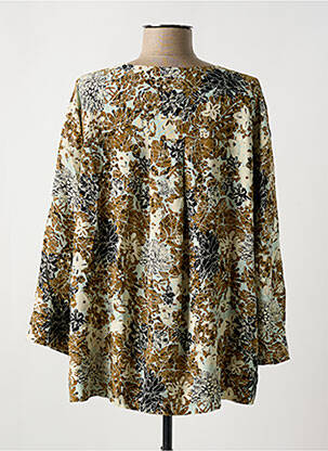 Blouse tissage popeline manches 3/4 marron MASAI femme