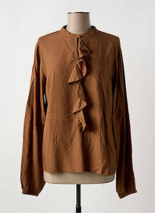 Blouse tissage popeline manches longues marron CREAM femme
