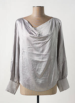 Blouse poignets boutonnés avec fente manches longues gris SURKANA femme