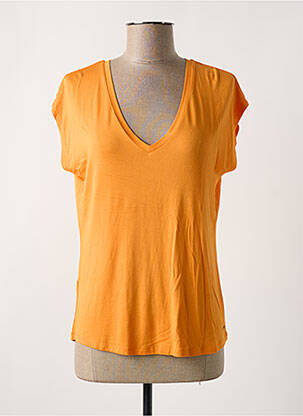T-shirt col v manches courtes orange SURKANA femme