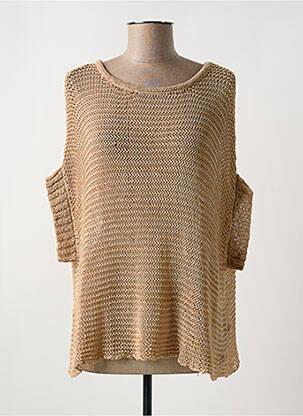 Pull stretch manches courtes beige CREAM femme