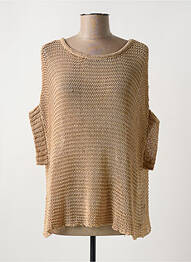 Pull stretch manches courtes beige CREAM femme