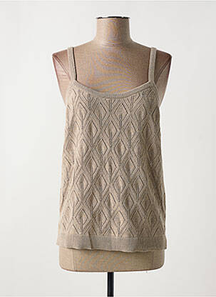 Pull tissage chiné fines bretelles marron CREAM femme
