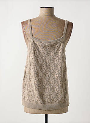 Pull tissage chiné fines bretelles marron CREAM femme