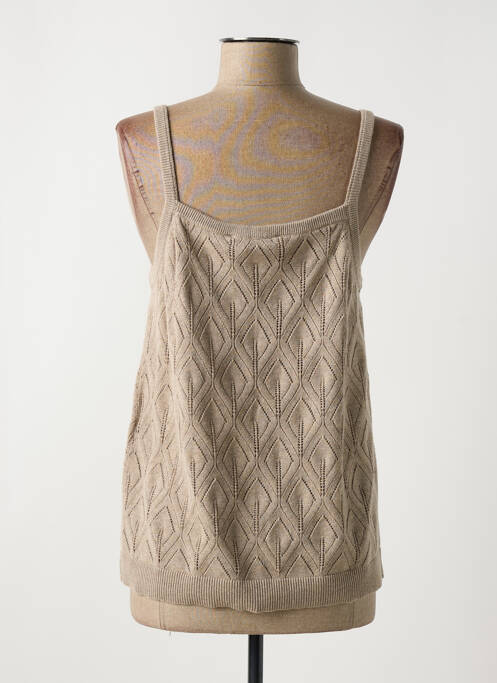 Pull tissage chiné fines bretelles marron CREAM femme