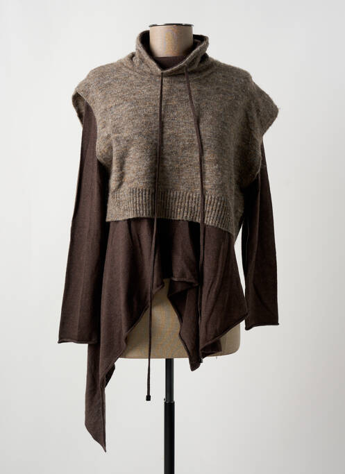 Pull tunique marron CPC pour femme
