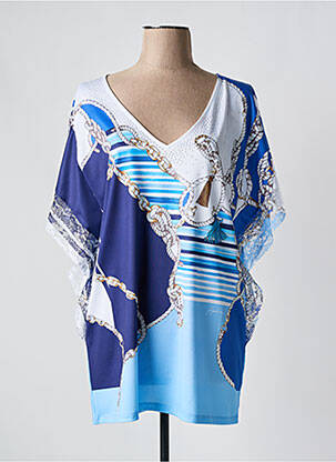 Tunique manches longues col v bleu FUEGOLITA femme
