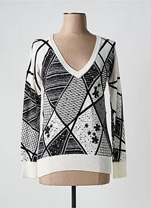 Pull col v manches longues noir LEO & UGO femme