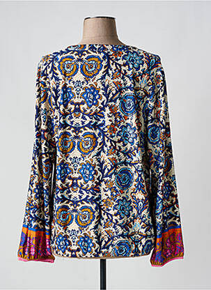 Blouse imprimé fleurs manches longues bleu K-DESIGN femme