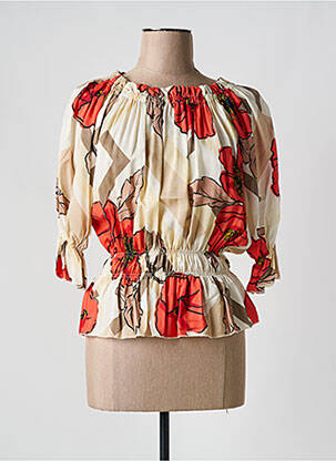 Blouse tissage popeline manches 3/4 orange ELEONORA AMADEI femme