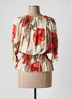 Blouse tissage popeline manches 3/4 orange ELEONORA AMADEI femme