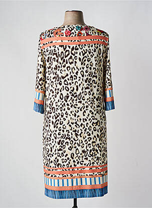 Robe mi-longue manches 3/4 manches 3/4 beige FUEGO WOMAN femme