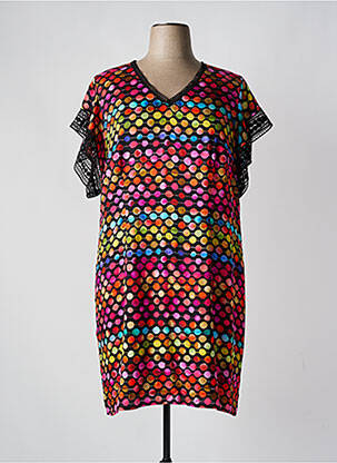 Robe mi-longue fermeture zippée au dos manches courtes noir PAUSE CAFE femme