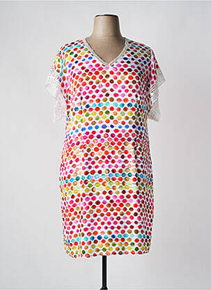 Robe mi-longue manches courtes manches courtes blanc PAUSE CAFE femme