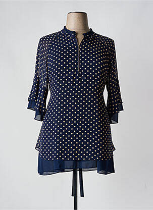 Tunique manches longues tissage crêpe bleu FRED SABATIER femme