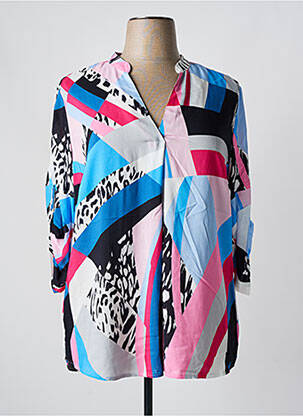 Blouse tissage popeline manches 3/4 bleu TUZZI femme