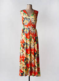 Robe longue manches bretelles ajustables fines bretelles orange CAP JULUCA femme