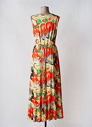 Robe longue manches bretelles ajustables fines bretelles orange CAP JULUCA femme
