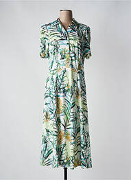 Robe mi-longue manches courtes manches courtes vert K-DESIGN femme